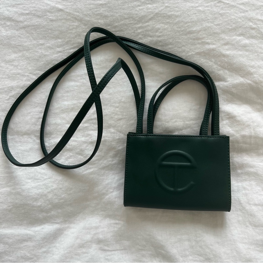 Telfar small shopping bag in dark olive, worn once